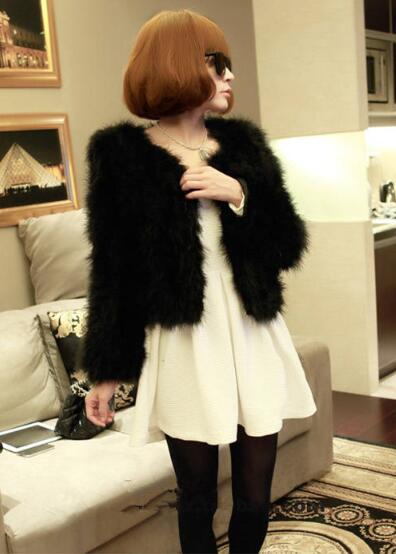 Cheap Good Warm Faux Ostrich Fur Vests Fashion Women Waistcoat - Black
