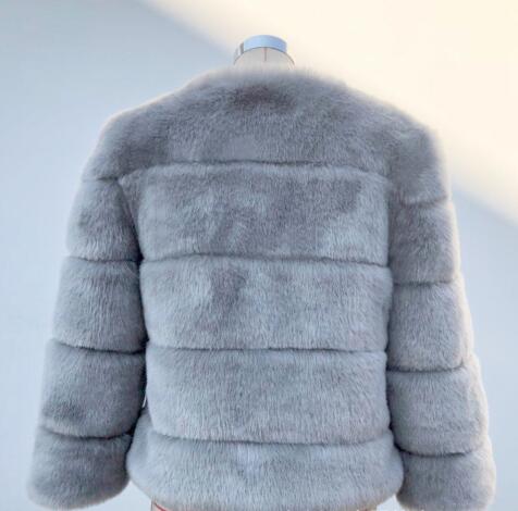 Cheap Warm Faux Fox Fur Overcoat Fashion Women Coat - Blue