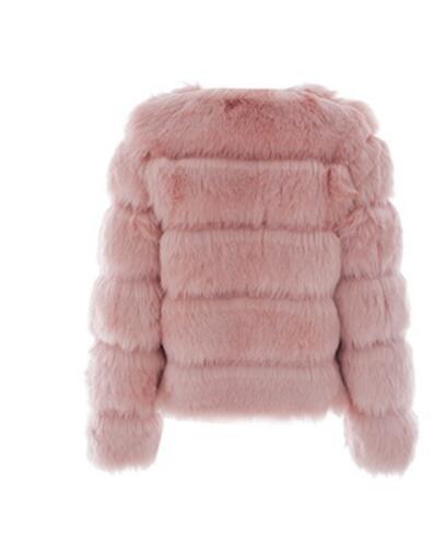 Cheap Warm Faux Fox Fur Overcoat Fashion Women Coat - Pink