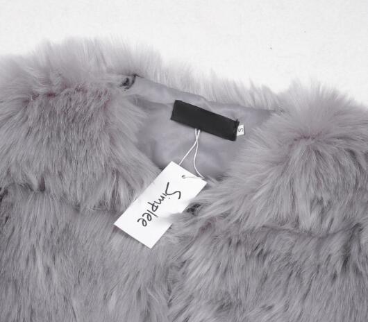 Cheap Warm Faux Fox Fur Overcoat Fashion Women Coat - Grey