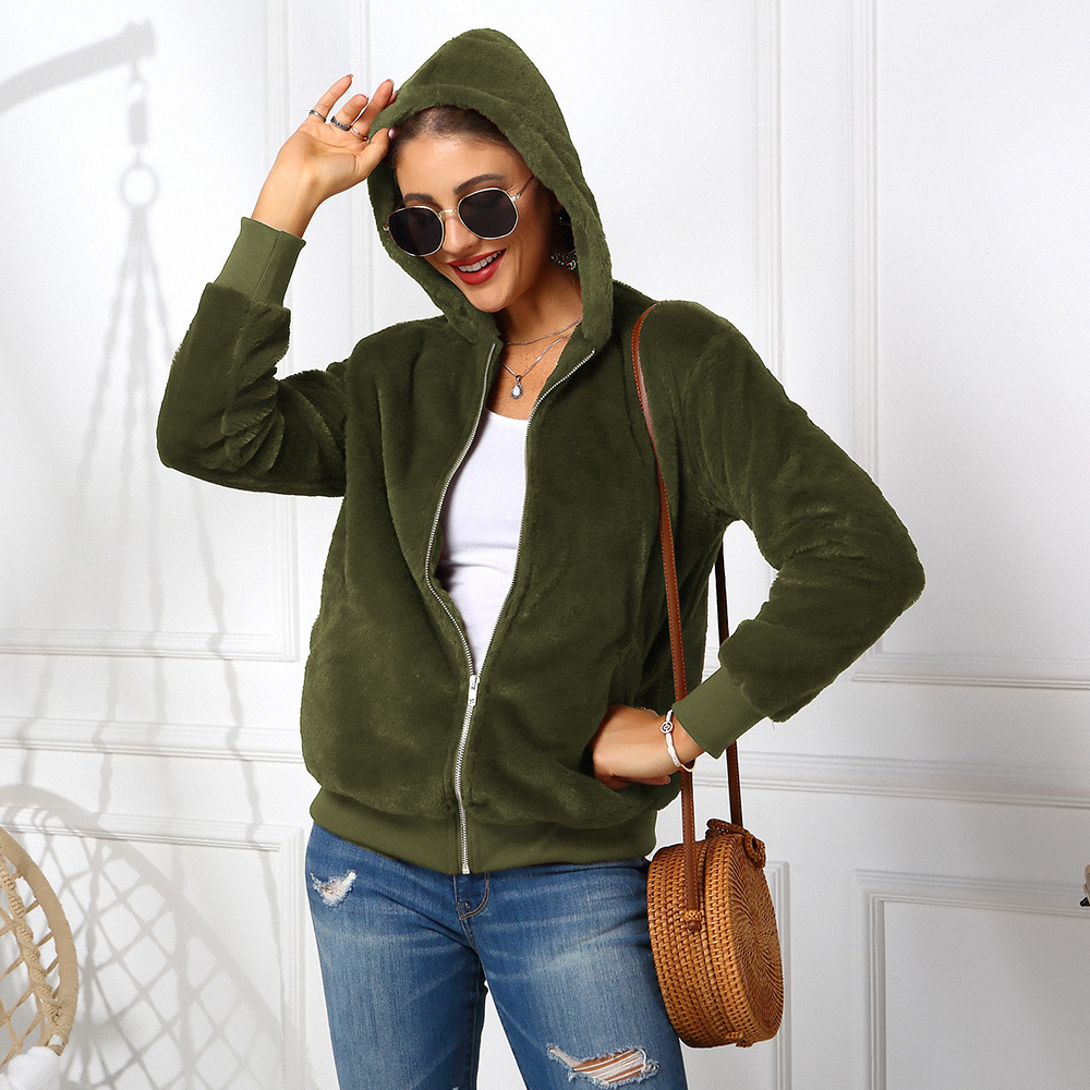 Cheap Warm Faux Rabbit Fur Overcoat Fashion Women Coat - Green