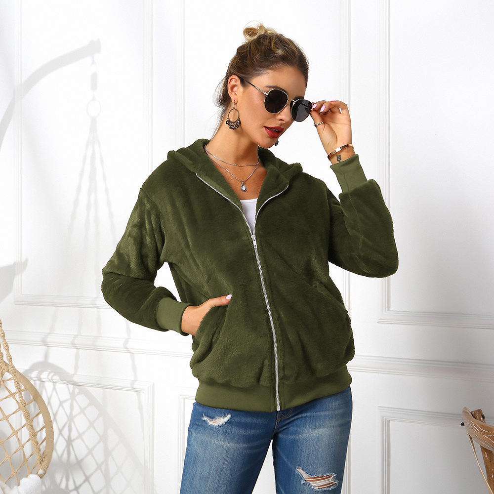 Cheap Warm Faux Rabbit Fur Overcoat Fashion Women Coat - Green