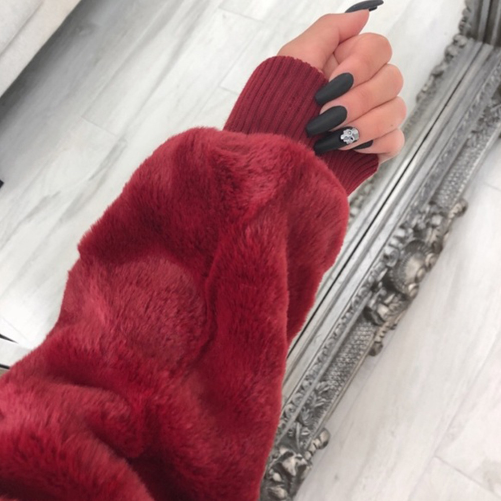 Cheap Warm Faux Rabbit Fur Overcoat Fashion Women Coat - Green 01