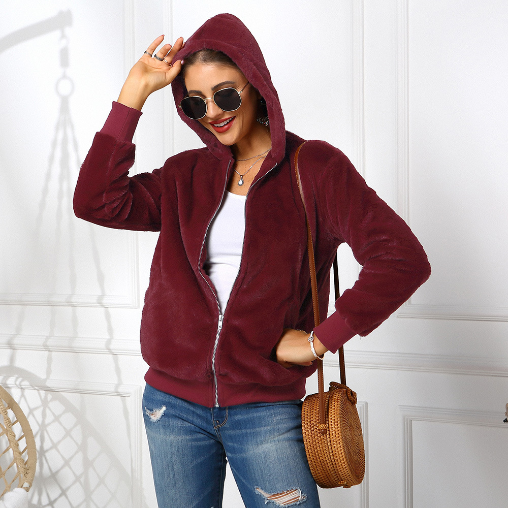 Cheap Warm Faux Rabbit Fur Overcoat Fashion Women Coat - Red
