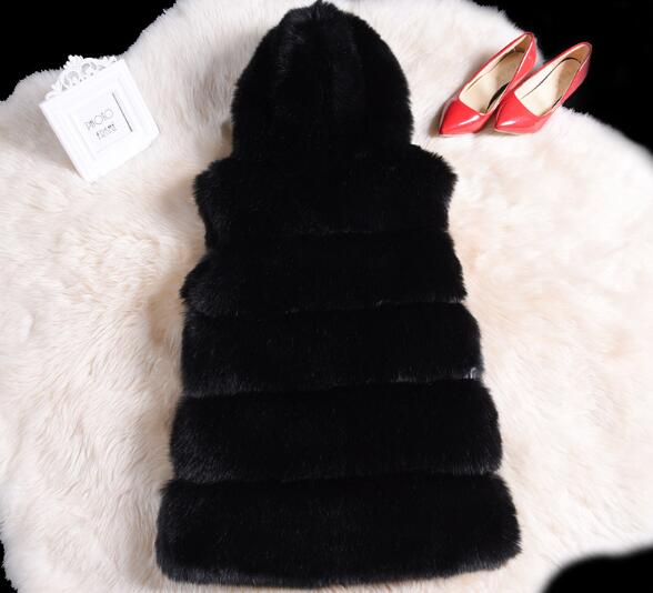 Cheap Winter Cool Faux Fox Fur Vest Fashion Women Waistcoat - Black