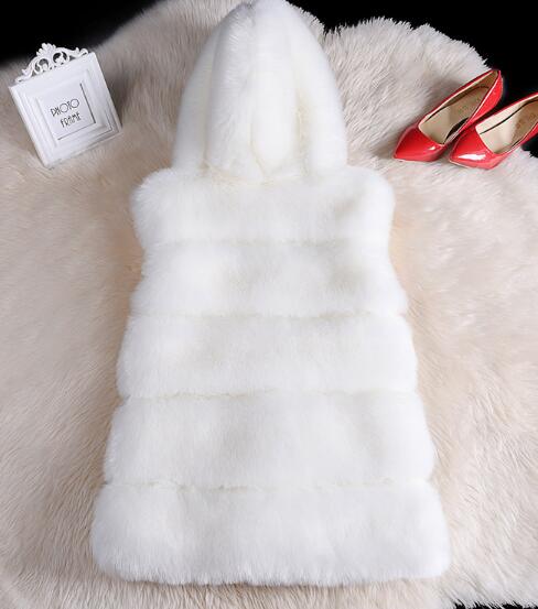 Cheap Winter Cool Faux Fox Fur Vest Fashion Women Waistcoat - White