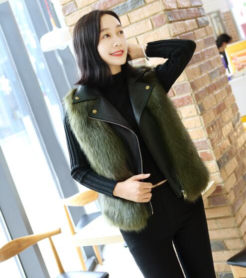 Cheap Winter Cool Faux Fur Vest Fashion Women Waistcoat - Green