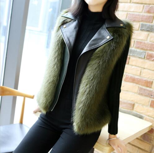 Cheap Winter Cool Faux Fur Vest Fashion Women Waistcoat - Green