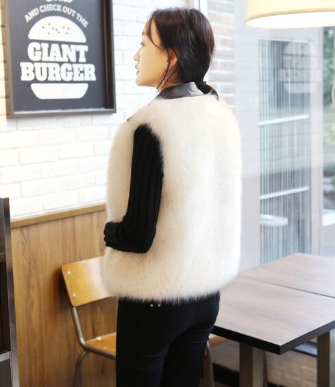 Cheap Winter Cool Faux Fur Vest Fashion Women Waistcoat - White