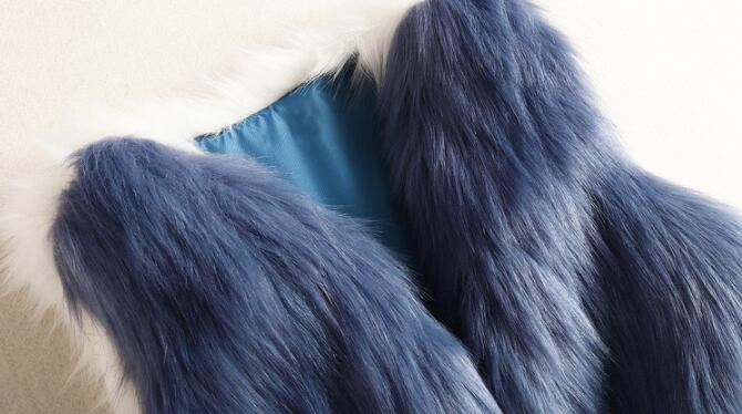 Cheap Winter Elegant Faux Fur Vest Fashion Women Waistcoat - Blue