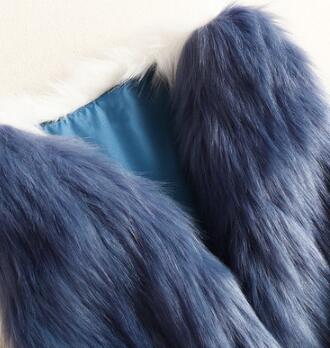 Cheap Winter Elegant Faux Fur Vest Fashion Women Waistcoat - Blue