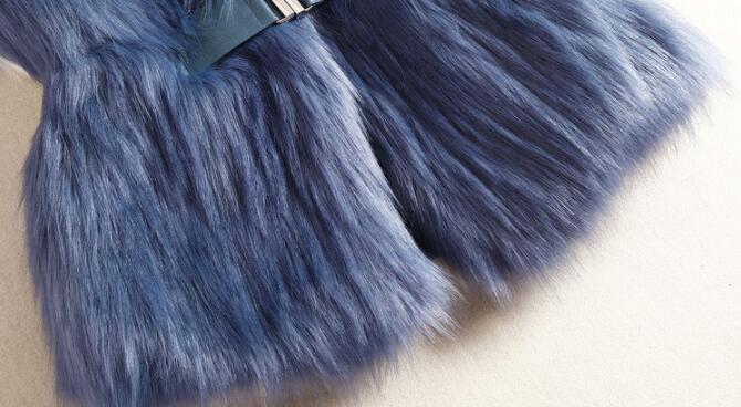 Cheap Winter Elegant Faux Fur Vest Fashion Women Waistcoat - Blue