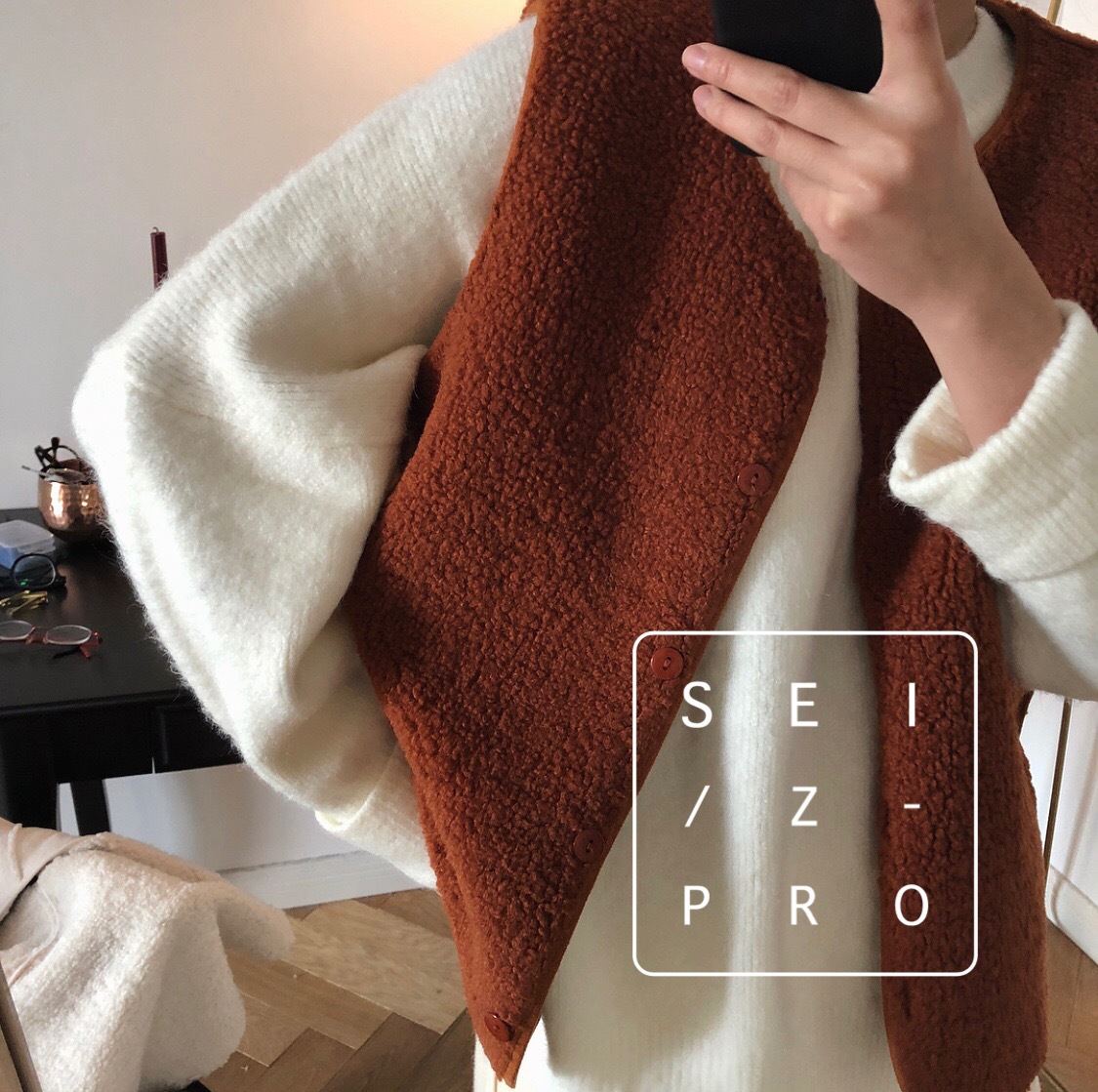 Cheap Winter Elegant Faux Lamb Fur Vest Fashion Women Waistcoat - Caramel