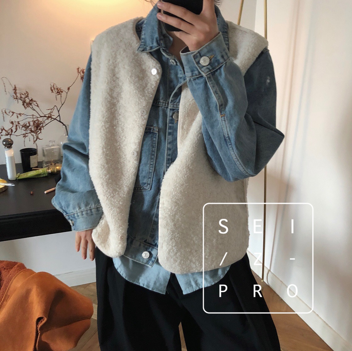 Cheap Winter Elegant Faux Lamb Fur Vest Fashion Women Waistcoat - White