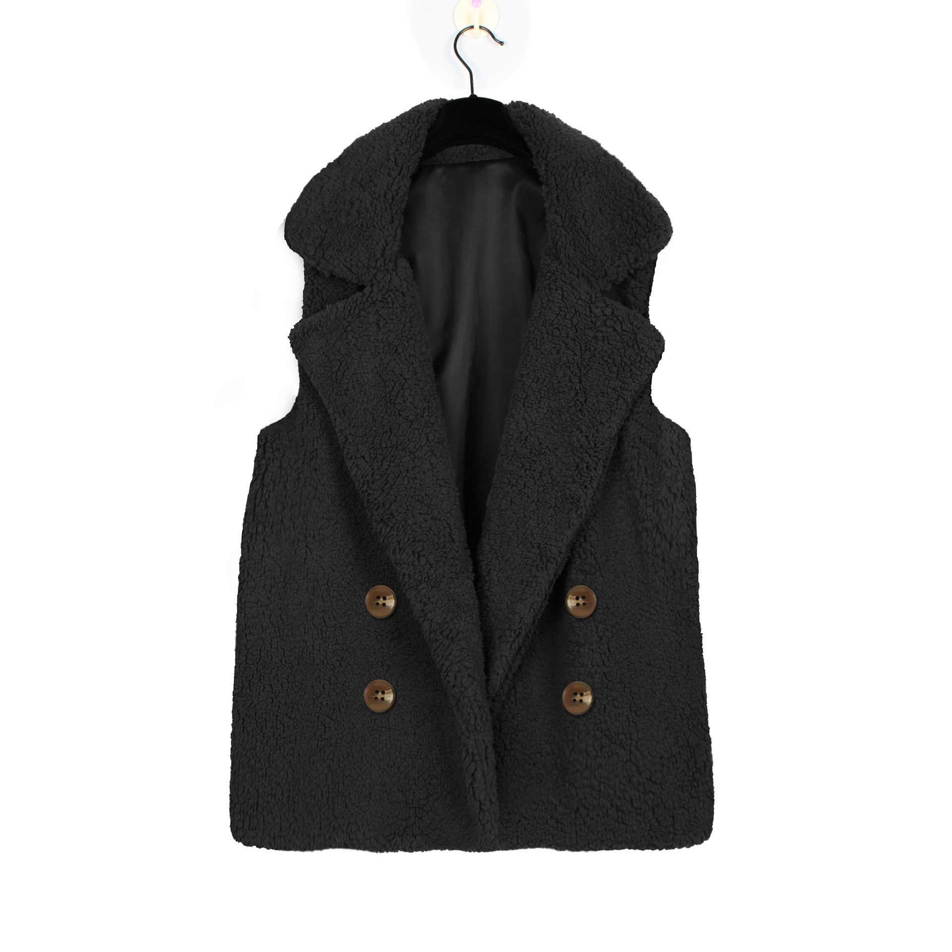 Cheap Winter Elegant Faux Plush Fur Vest Fashion Women Waistcoat - Black