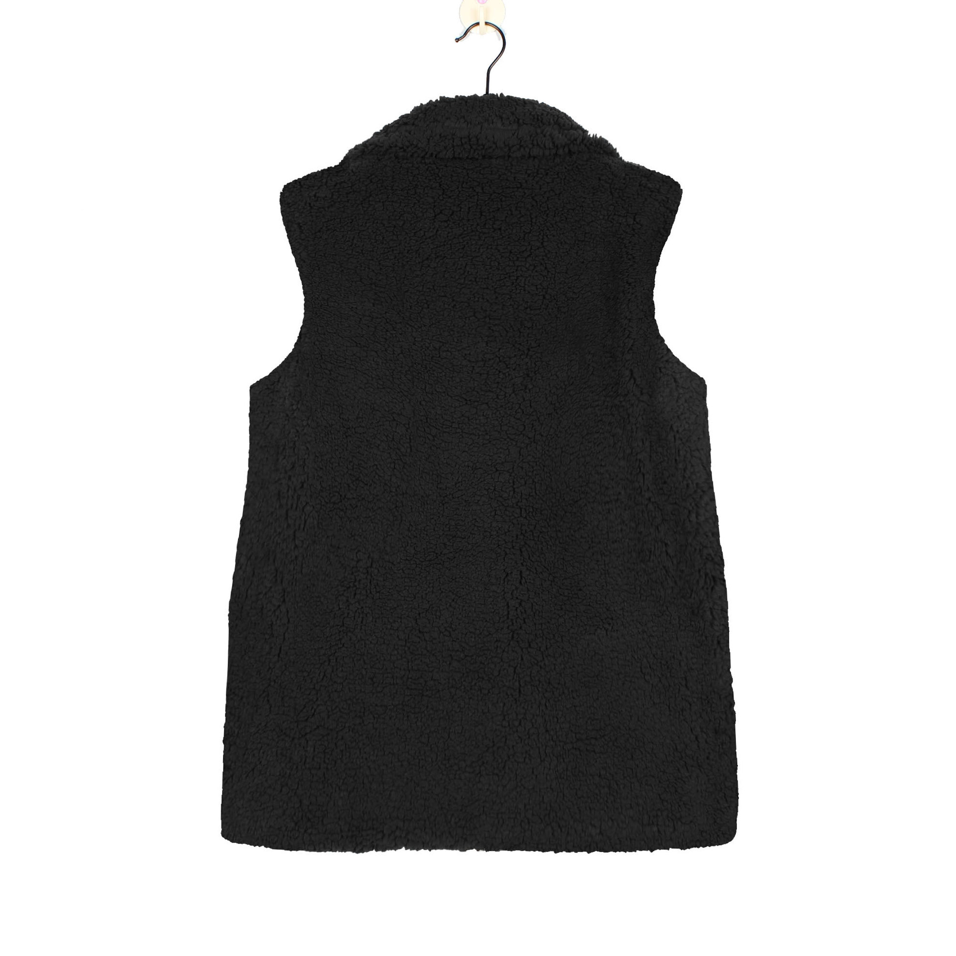 Cheap Winter Elegant Faux Plush Fur Vest Fashion Women Waistcoat - Black