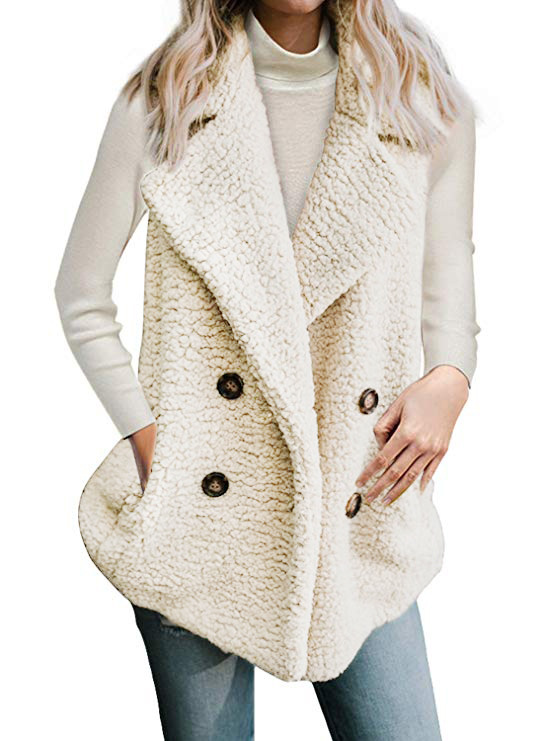 Cheap Winter Elegant Faux Plush Fur Vest Fashion Women Waistcoat - White