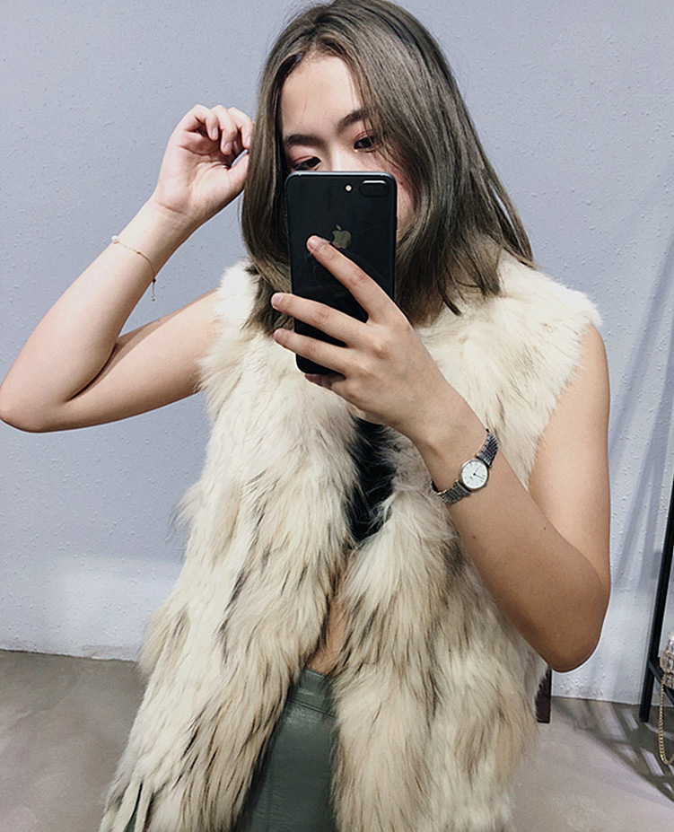 Cheap Winter Elegant Faux Rabbit Fur Vest Fashion Women Waistcoat - Beige