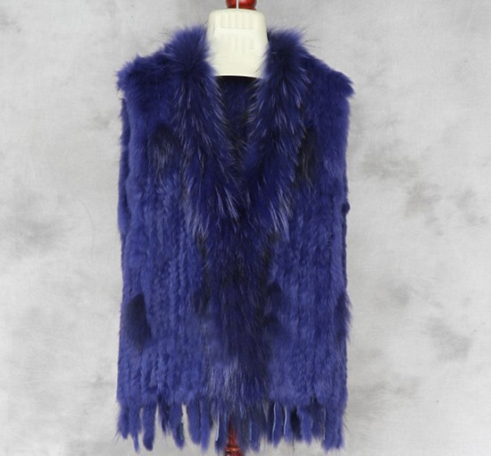 Cheap Winter Elegant Faux Rabbit Fur Vest Fashion Women Waistcoat - Blue 02