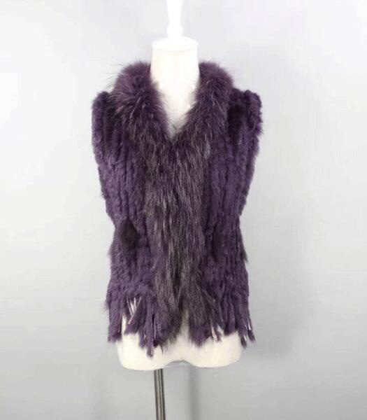 Cheap Winter Elegant Faux Rabbit Fur Vest Fashion Women Waistcoat - Purple 01