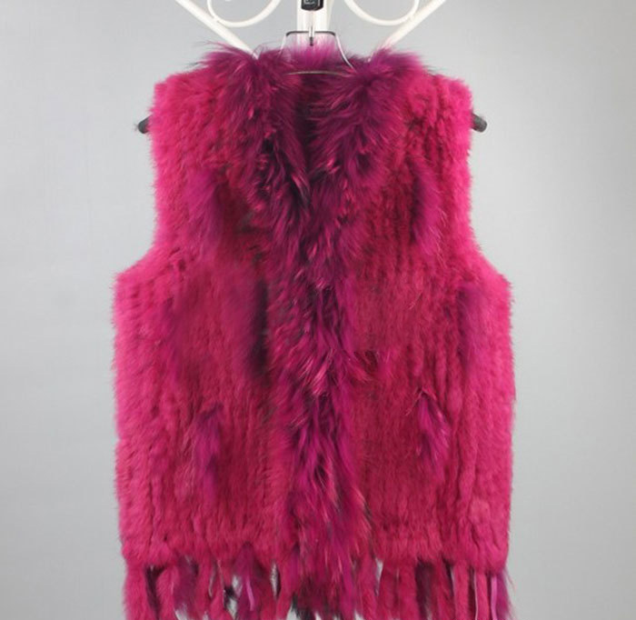 Cheap Winter Elegant Faux Rabbit Fur Vest Fashion Women Waistcoat - Rose