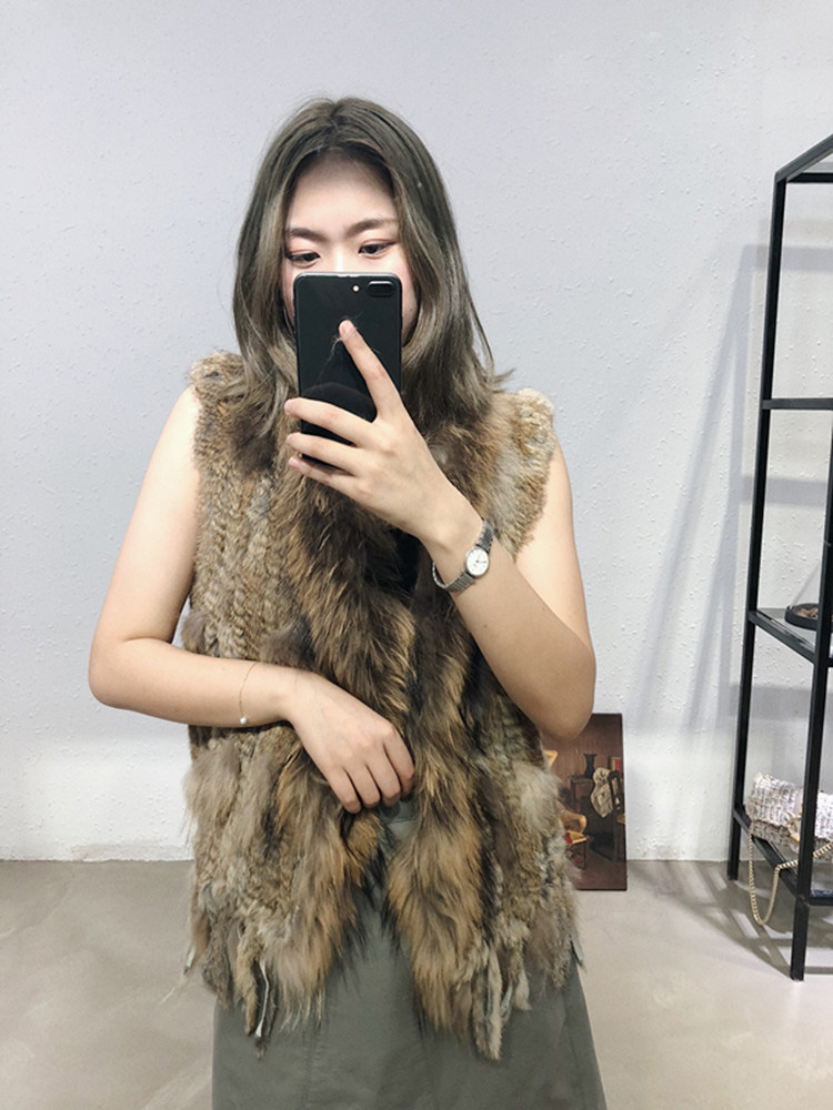 Cheap Winter Elegant Faux Rabbit Fur Vest Fashion Women Waistcoat - Yellow 01