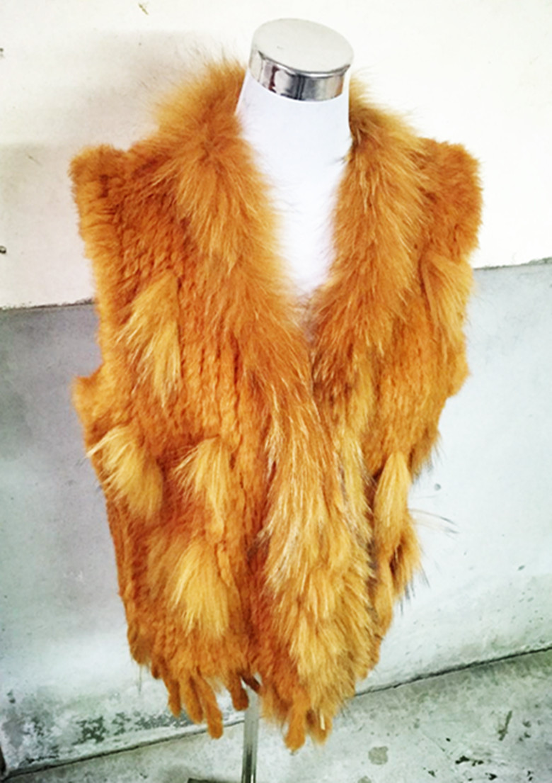 Cheap Winter Elegant Faux Rabbit Fur Vest Fashion Women Waistcoat - Yellow