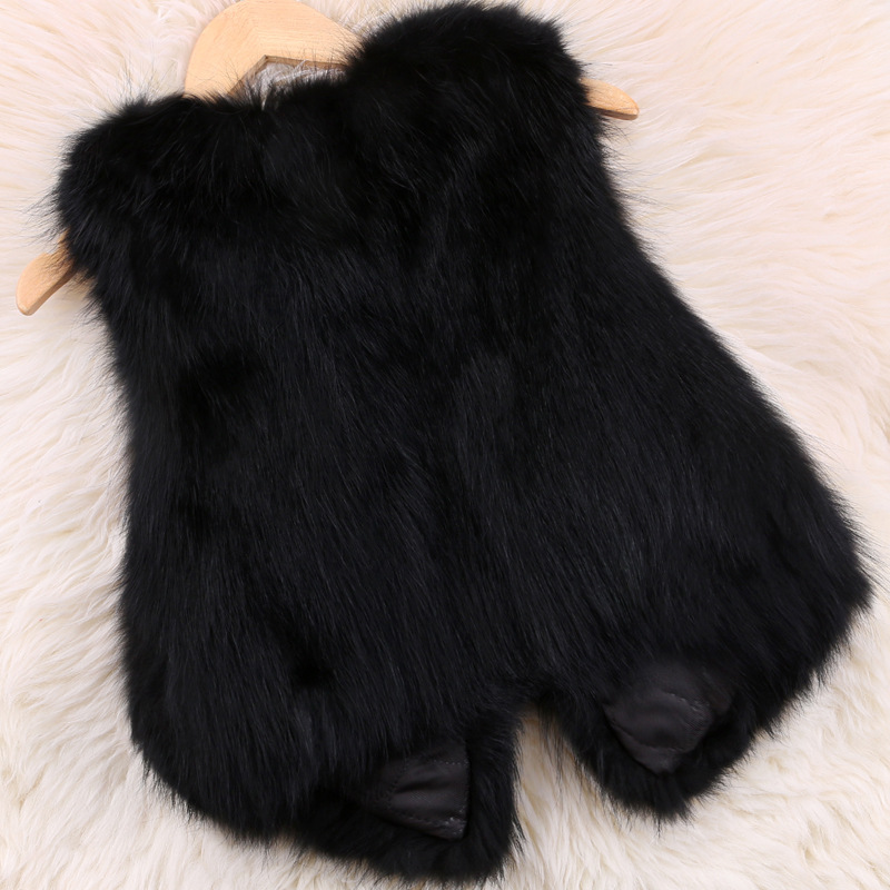 Cheap Winter Elegant Faux Raccoon Fur Vest Fashion Women Waistcoat - Black