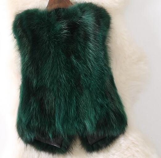 Cheap Winter Elegant Faux Raccoon Fur Vest Fashion Women Waistcoat - Green