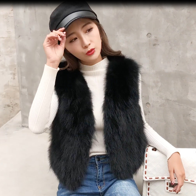 Cheap Winter Elegant Faux Raccoon Fur Vest Fashion Women Waistcoat - Red 01