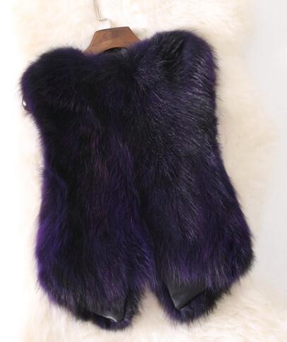 Cheap Winter Elegant Faux Raccoon Fur Vest Fashion Women Waistcoat - Purple