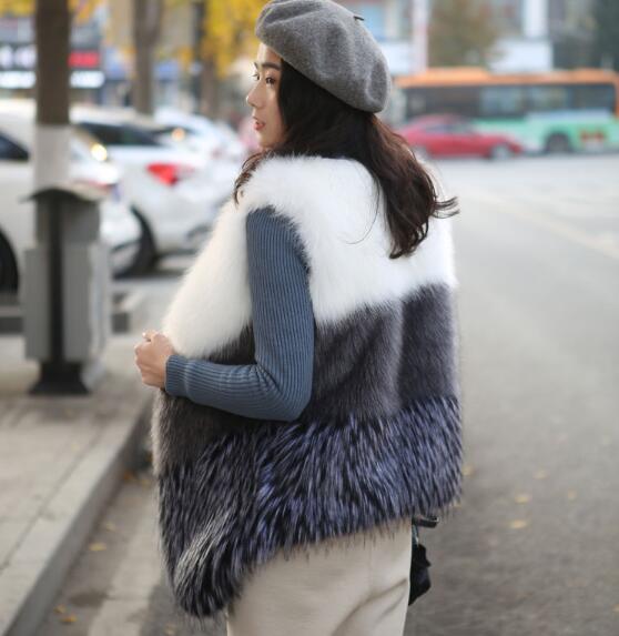 Cheap Winter Faux Fox Fur Vests Fashion Women Waistcoat - White