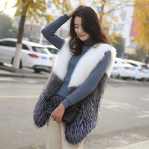 Cheap Winter Faux Fox Fur Vests Fashion Women Waistcoat - White