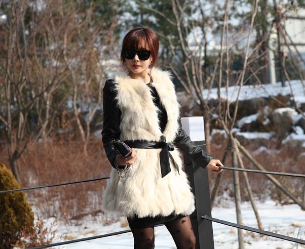 Cheap Winter Faux Fur Vests Fashion Women Waistcoat - White