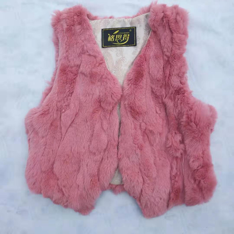 Cheap Winter Furry Faux Fox Fur Vest Fashion Women Waistcoat - Pink