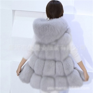 Cheap Winter Good Faux Fox Fur Vest Fashion Women Waistcoat - Gray