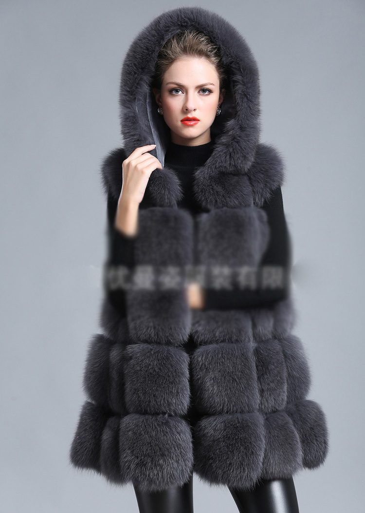 Cheap Winter Good Faux Fox Fur Vest Fashion Women Waistcoat - Grey