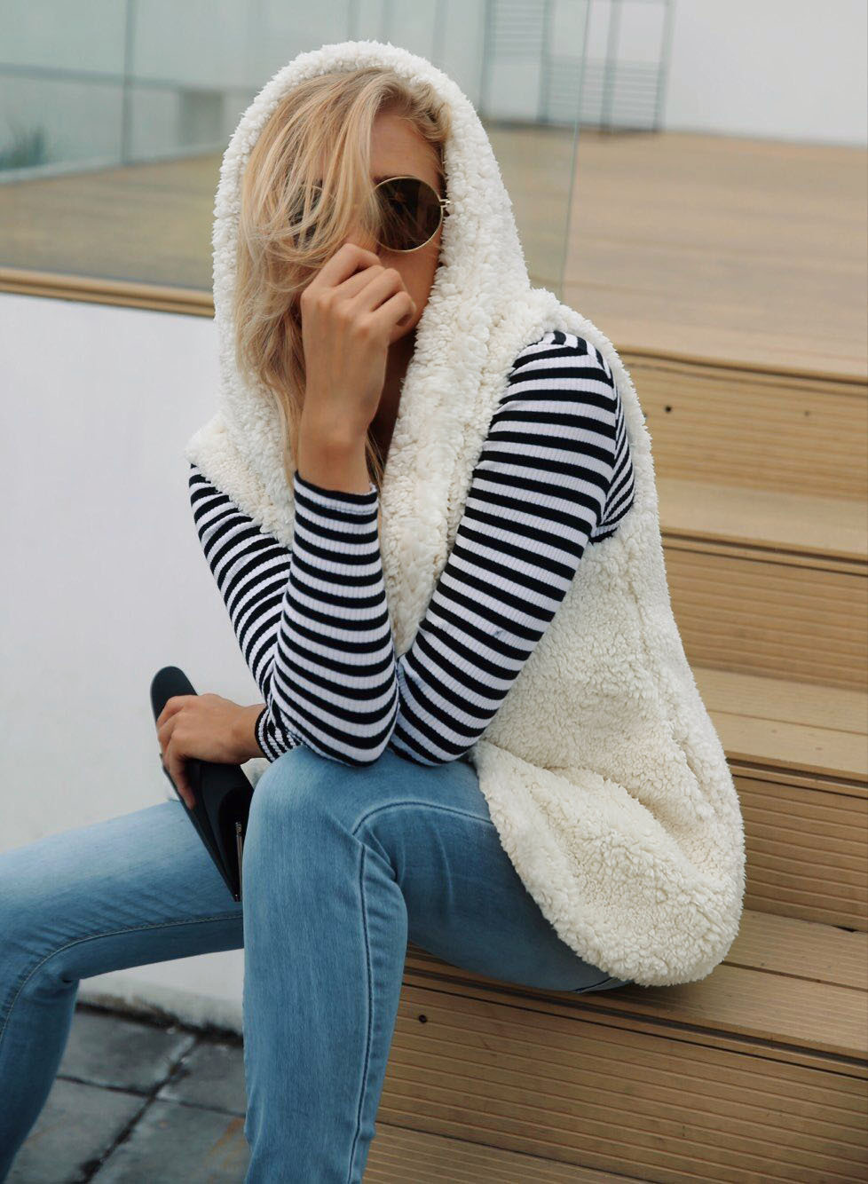 Cheap Winter Nice Faux Fur Vest Fashion Women Waistcoat - White