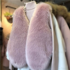 Cheap Winter Warm Faux Fur Vests Fashion Women Waistcoat - Pink