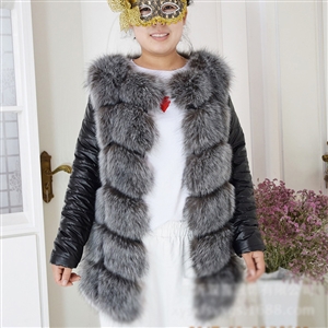 Classic  Elegant Faux Fox Fur Vest Fashion Women Overcoat - Silvery