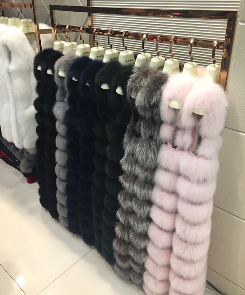 Classic Long Furry Faux Fox Fur Vest Fashion Women Waistcoat - Grey