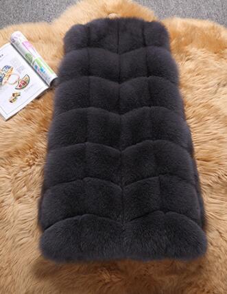 Classic Winter Furry Faux Fox Fur Vest Fashion Women Waistcoat - Grey