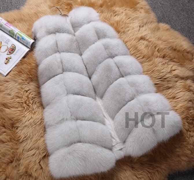 Classic Winter Furry Faux Fox Fur Vest Fashion Women Waistcoat - White