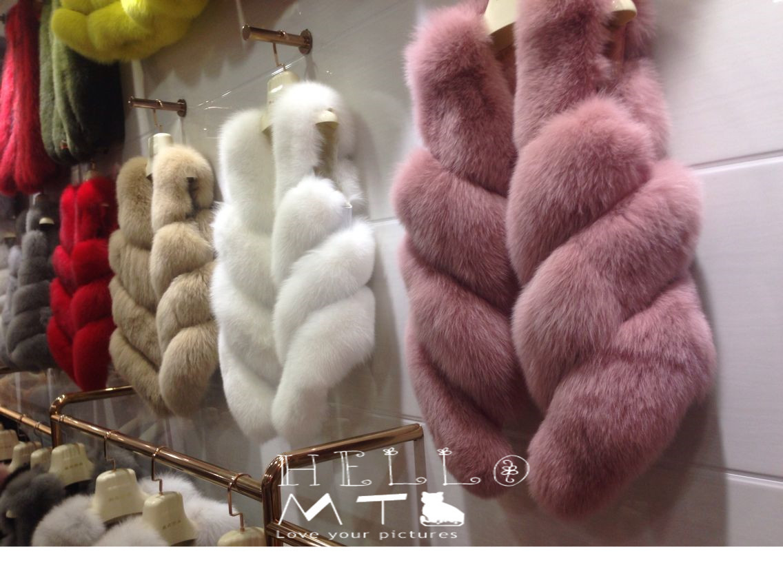 Cute Elegant Faux Fox Fur Vest Fashion Women Overcoat - Pink