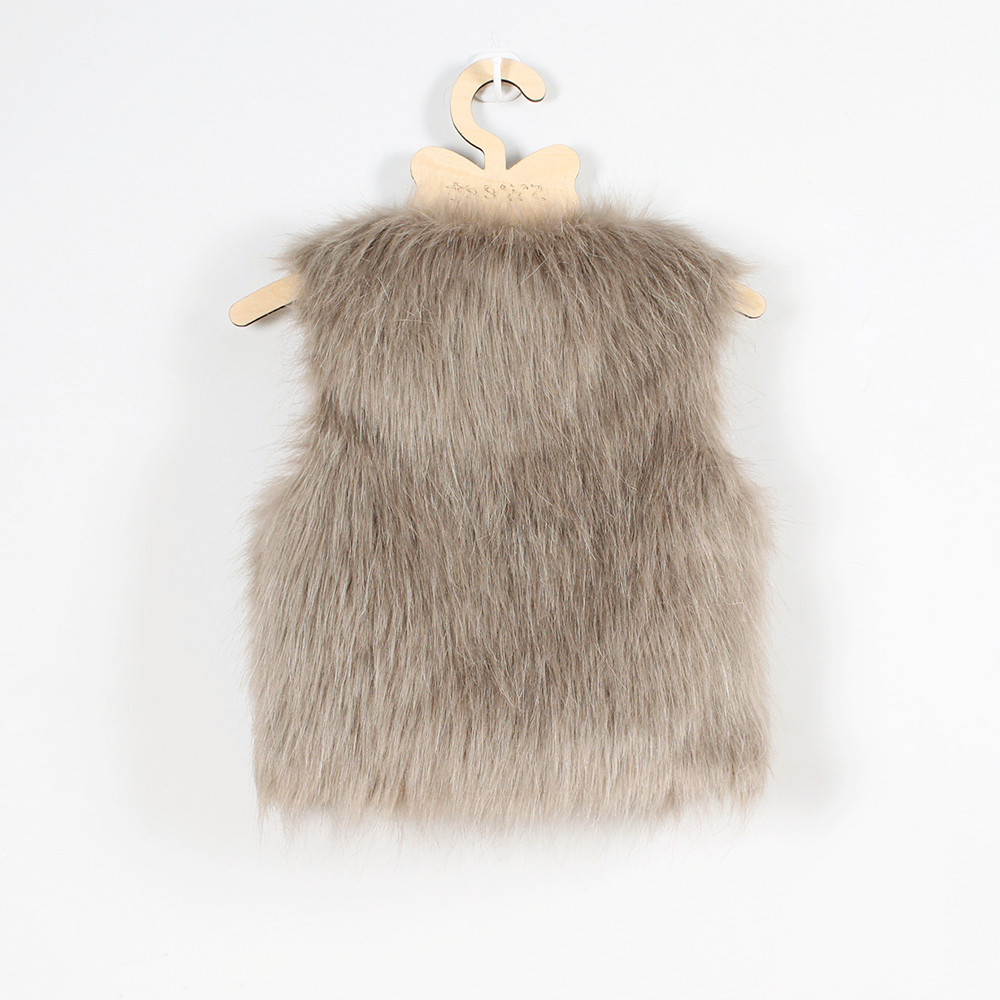 Elegant Faux Fur Vest Fashion Girl Overcoat - Khaki