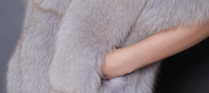Elegant Warm Faux Fox Vest Fashion Women Overcoat - Purple