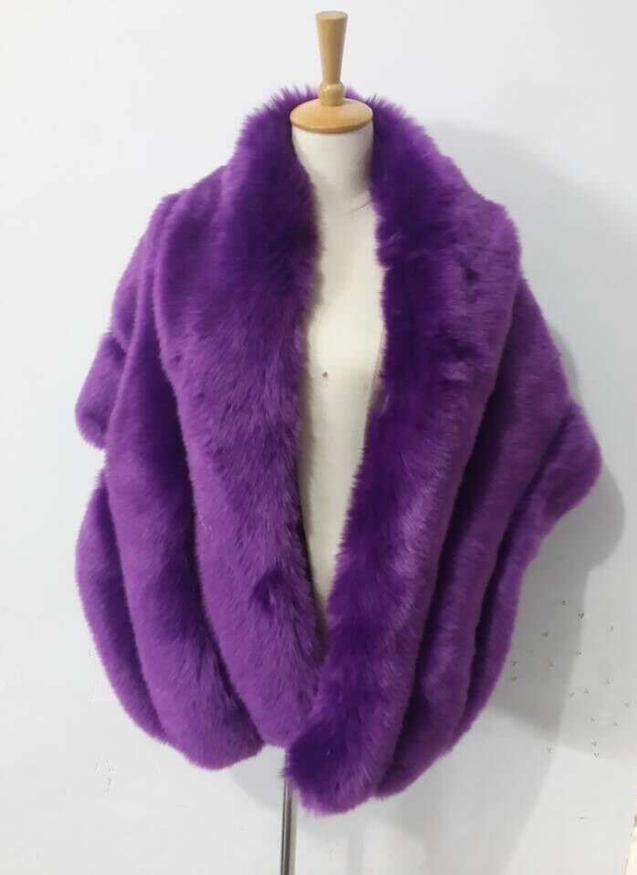 Elegant Warm Faux Fox Vest Fashion Women Overcoat - Purple