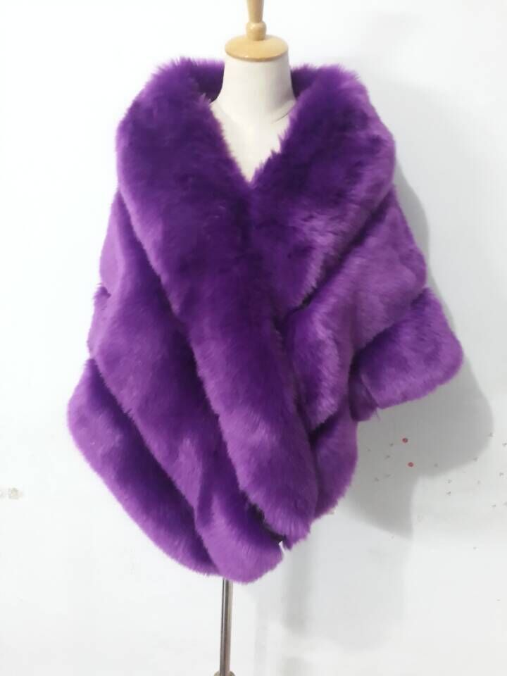 Elegant Warm Faux Fox Vest Fashion Women Overcoat - Purple