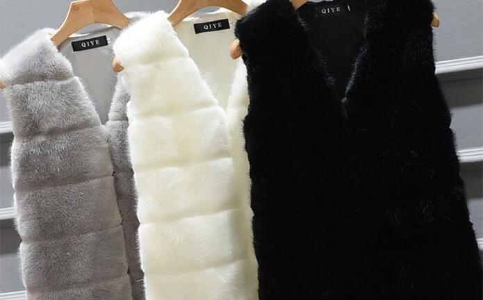 Good Cute Elegant Faux Fox Fur Vest Fashion Women Overcoat - White
