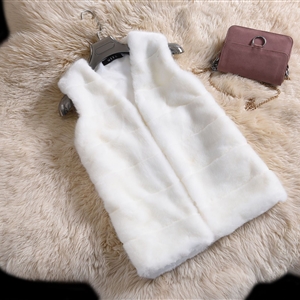 Good Cute Elegant Faux Fox Fur Vest Fashion Women Overcoat - White